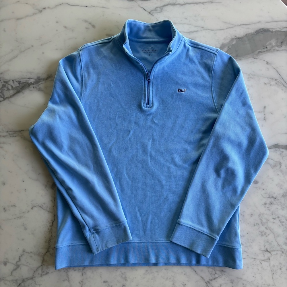 Vineyard Vines Blue Zip Up Sweater Soft Knit Classic Boys Large